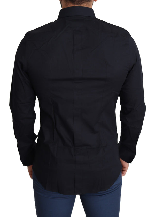 Chemise de robe stretch en coton slim noir élégant