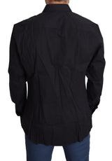 Elegante camicia vestito nero in forma slim