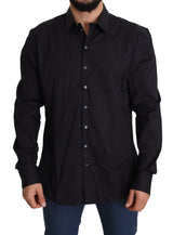 Elegante camicia vestito nero in forma slim