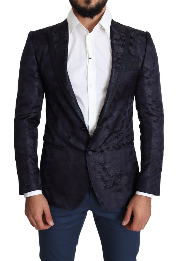 Elegante Seidenmischung Martini Blazer in Blau