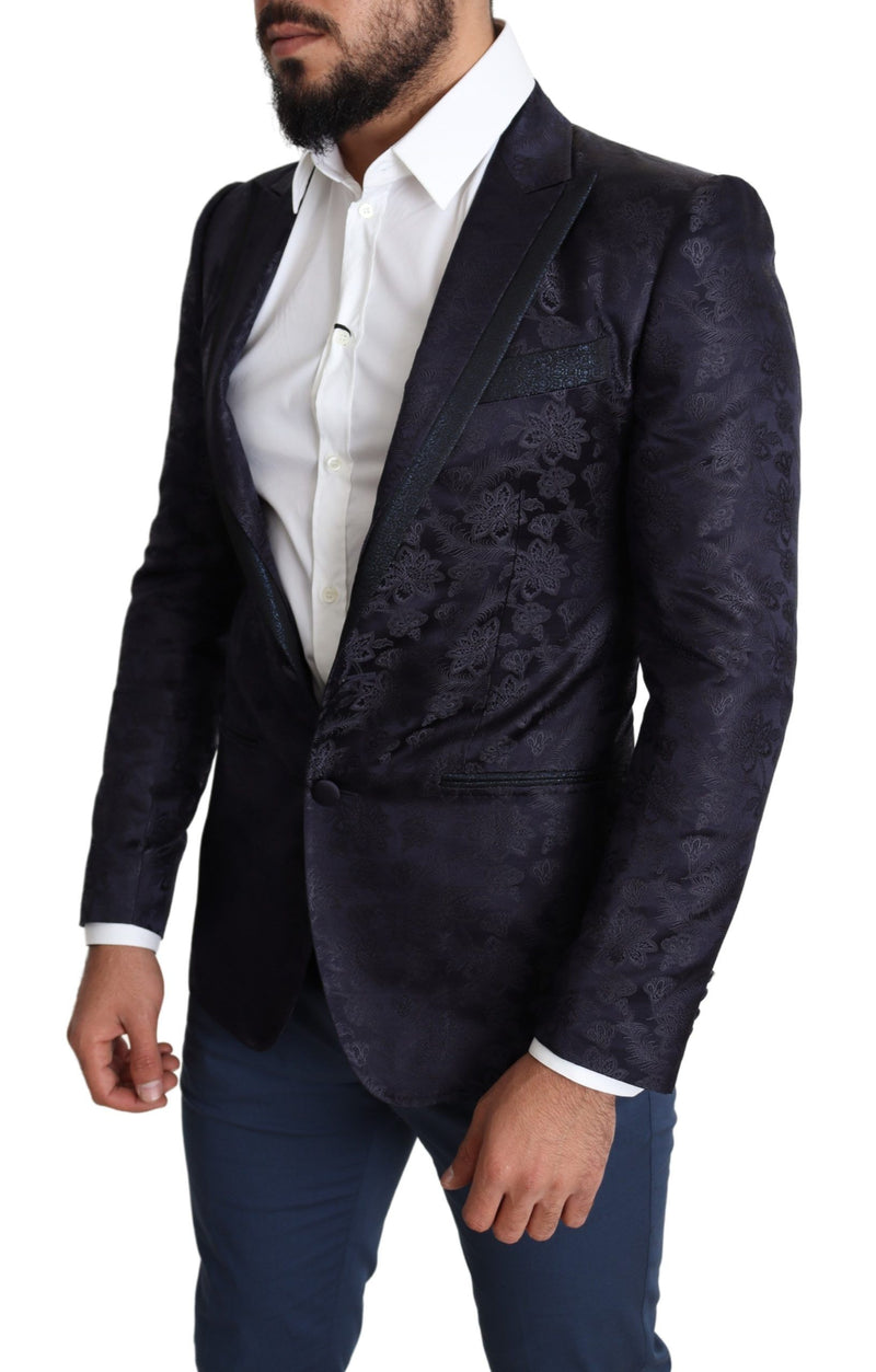 Elegante Seidenmischung Martini Blazer in Blau