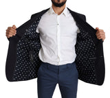 Elegant Black Virgin Wool Men's Blazer