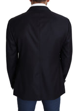 Eleganter schwarzer jungfräulicher Wollmänner Blazer