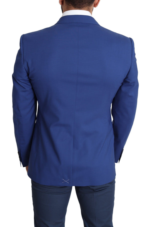 Exquisite blaue Wolle Martini Blazerjacke