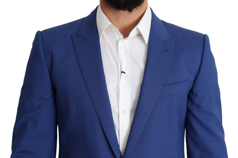 Veste de blazer martini en laine bleue exquise