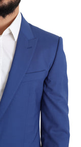 Veste de blazer martini en laine bleue exquise