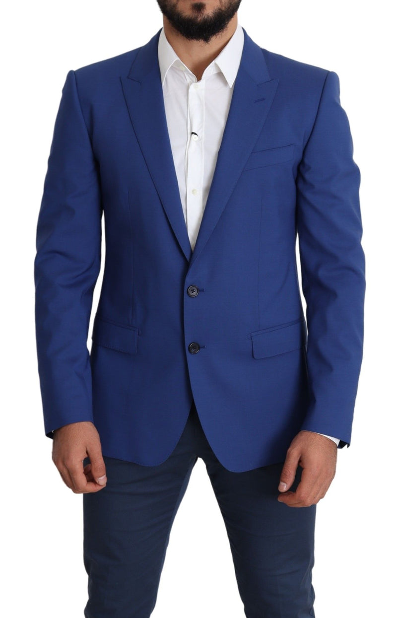 Veste de blazer martini en laine bleue exquise