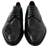 Elegante schwarze Leder -Derby -Schuhe