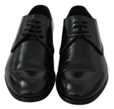 Elegantes zapatos Derby de cuero negro