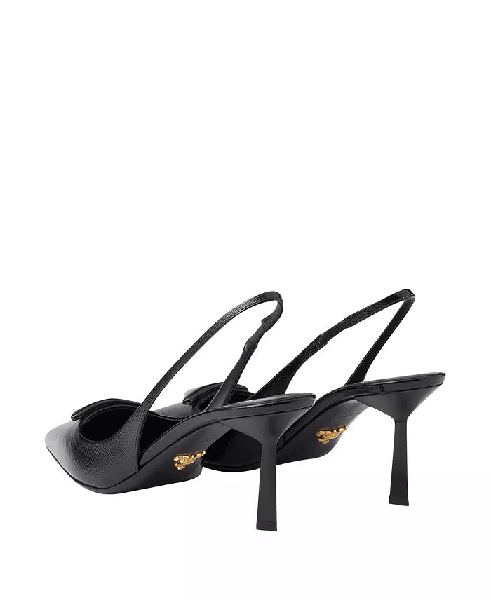 Women's Saffiano Patent Leather Slingback Pumps