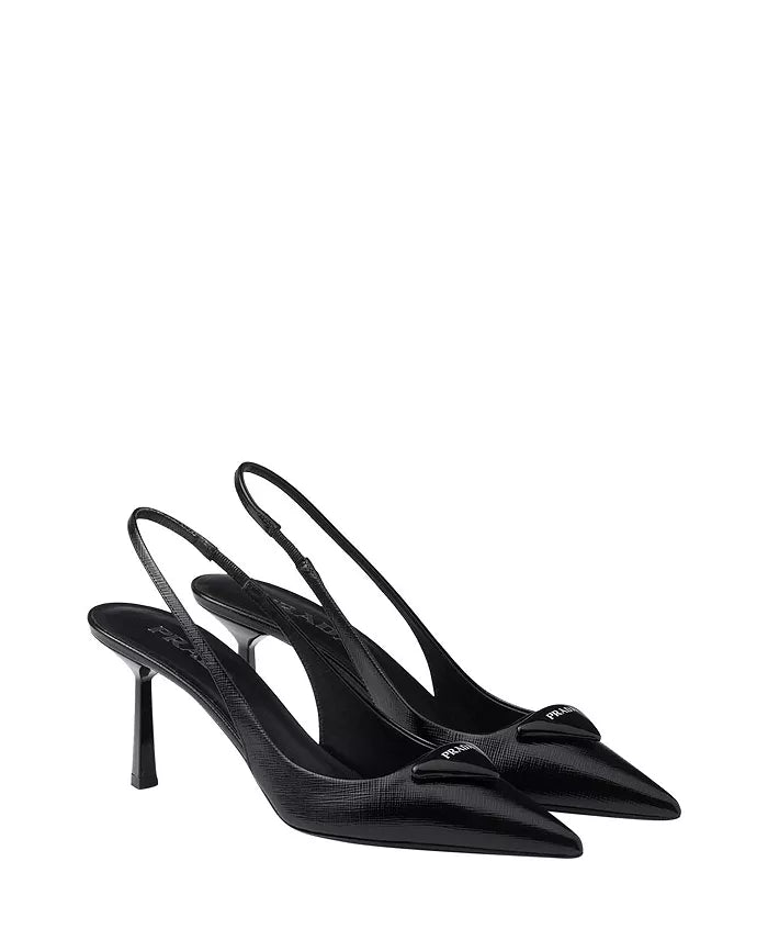 Women's Saffiano Patent Leather Slingback Pumps