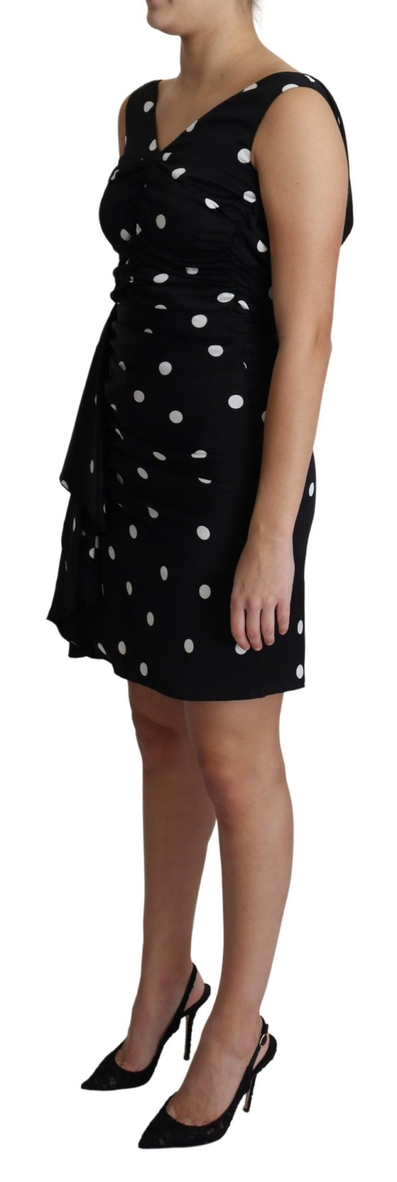 Κομψό Polka Dot Silk Charmeuse φόρεμα