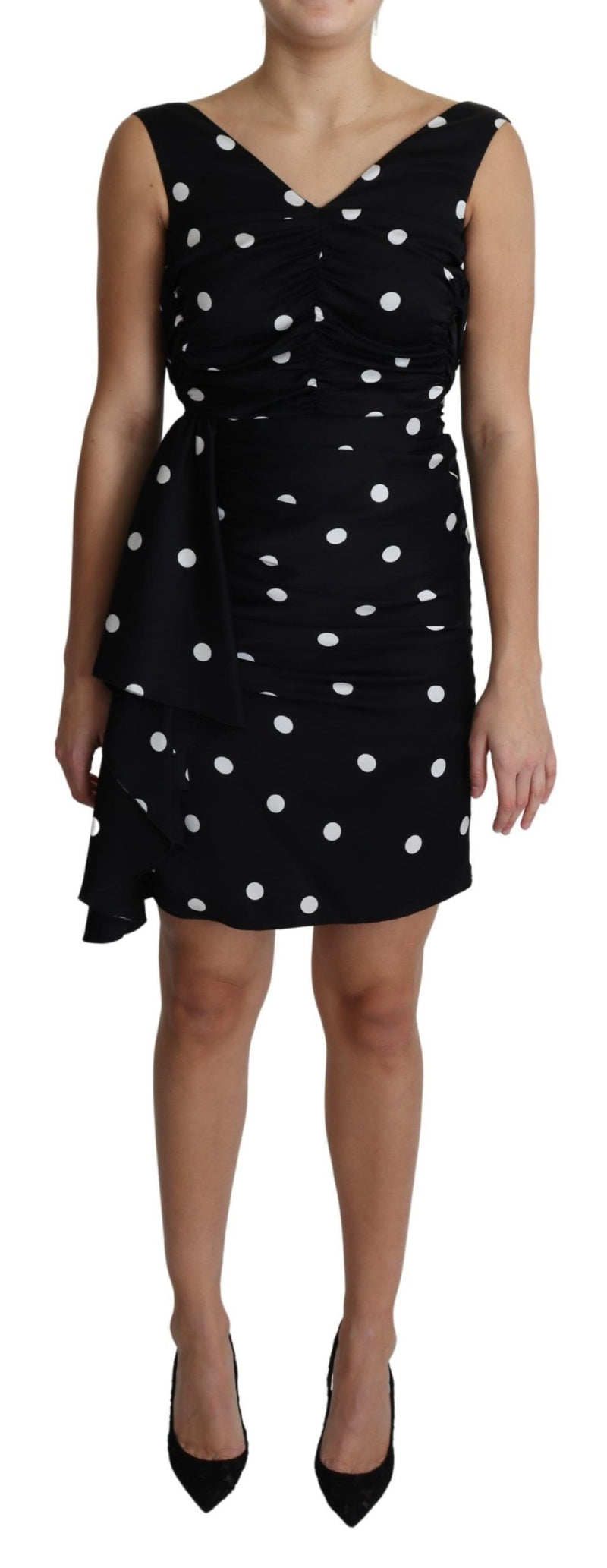 Κομψό Polka Dot Silk Charmeuse φόρεμα