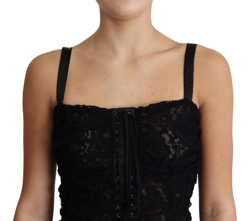 Elegante Vestido Mini Bustier de encaje negro de encaje negro