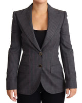 Elegante blazer de lana estira gris