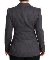 Elegante blazer de lana estira gris