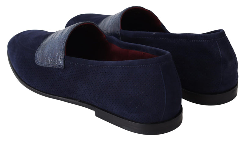 Mocassins en cuir en daim bleu élégant