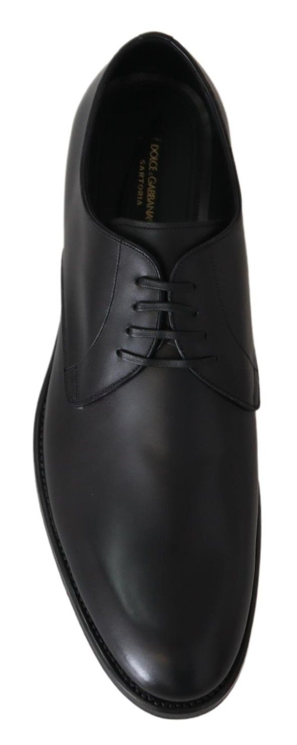 Chaussures de robe de derby en cuir noir élégant