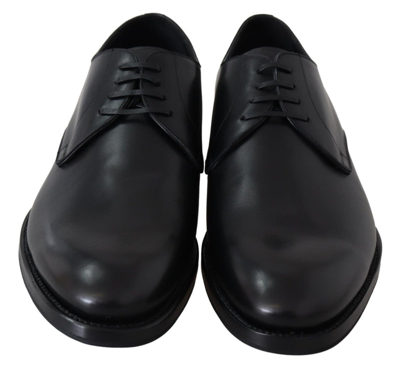 Elegant Black Leather Derby Dress Shoes