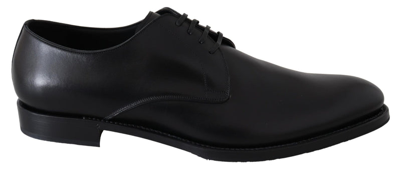 Elegante schwarze Leder -Derby -Kleiderschuhe