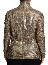 Sequined Turtleneck Πλήρες φερμουάρ στο καφέ