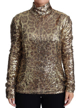 Sequined Turtleneck Πλήρες φερμουάρ στο καφέ