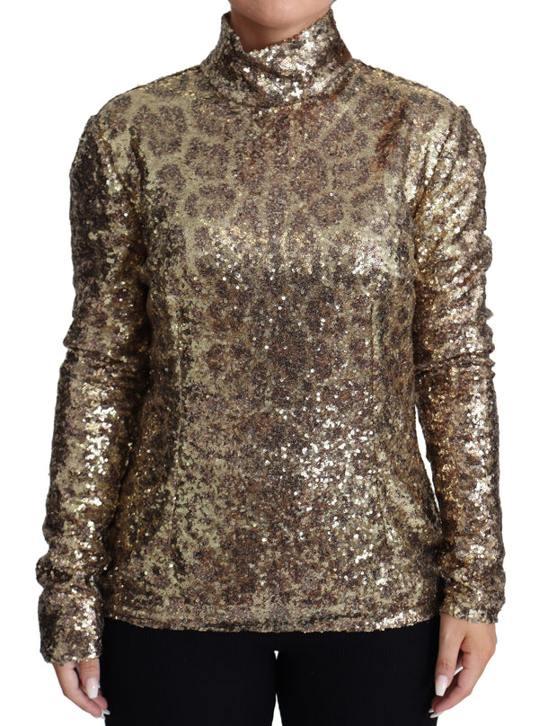 Sequined Turtleneck Πλήρες φερμουάρ στο καφέ