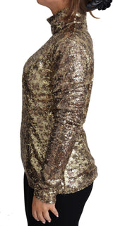 Sequined Turtleneck Πλήρες φερμουάρ στο καφέ