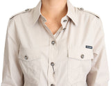 Chemise de safari en coton beige élégant