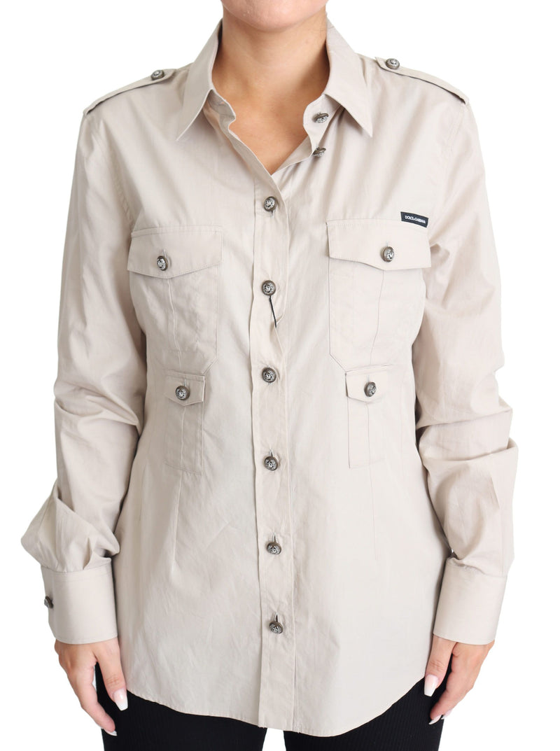 Chemise de safari en coton beige élégant