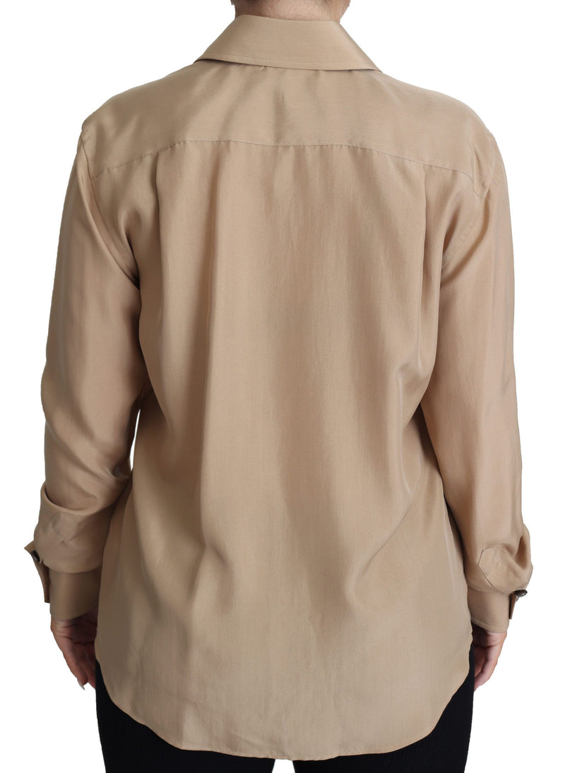 Chemise de soie beige élégante