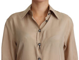 Elegante camisa de seda beige