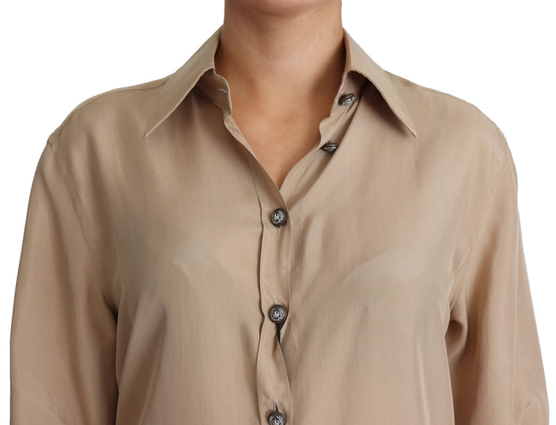 Elegante camisa de seda beige