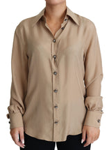 Elegante camisa de seda beige