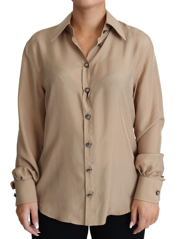 Elegante camisa de seda beige