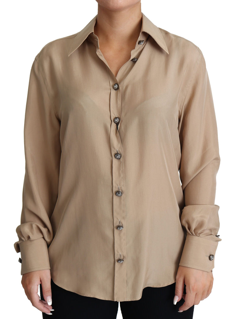 Elegant Beige Silk Shirt