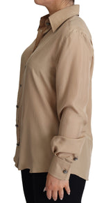 Elegante camisa de seda beige