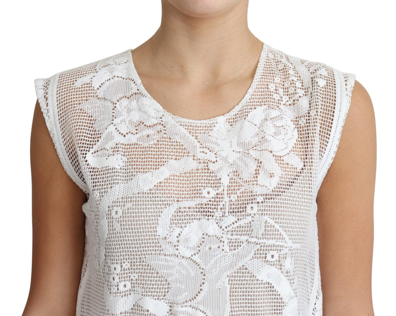 Top sans manches floral en dentelle chic