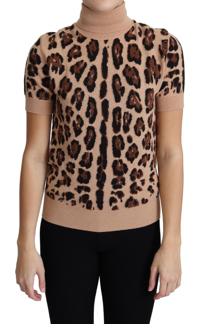 Eleganter Leopardenmuster Wollschernteck Top