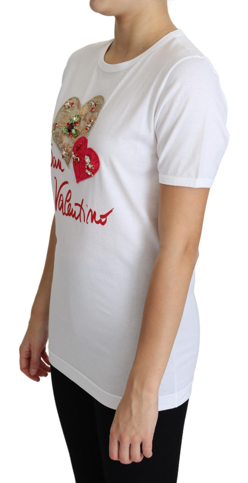 T-shirt en coton blanc orné de cristal