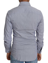 Camisa de mezcla de algodón de lunares de sicilia Slim Fit