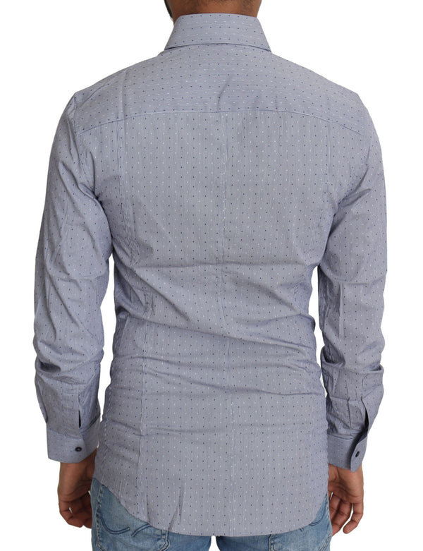 Camisa de mezcla de algodón de lunares de sicilia Slim Fit