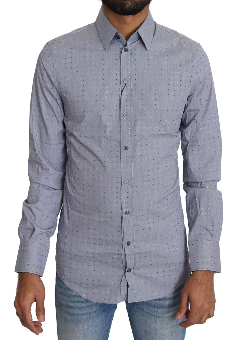 Camisa de mezcla de algodón de lunares de sicilia Slim Fit