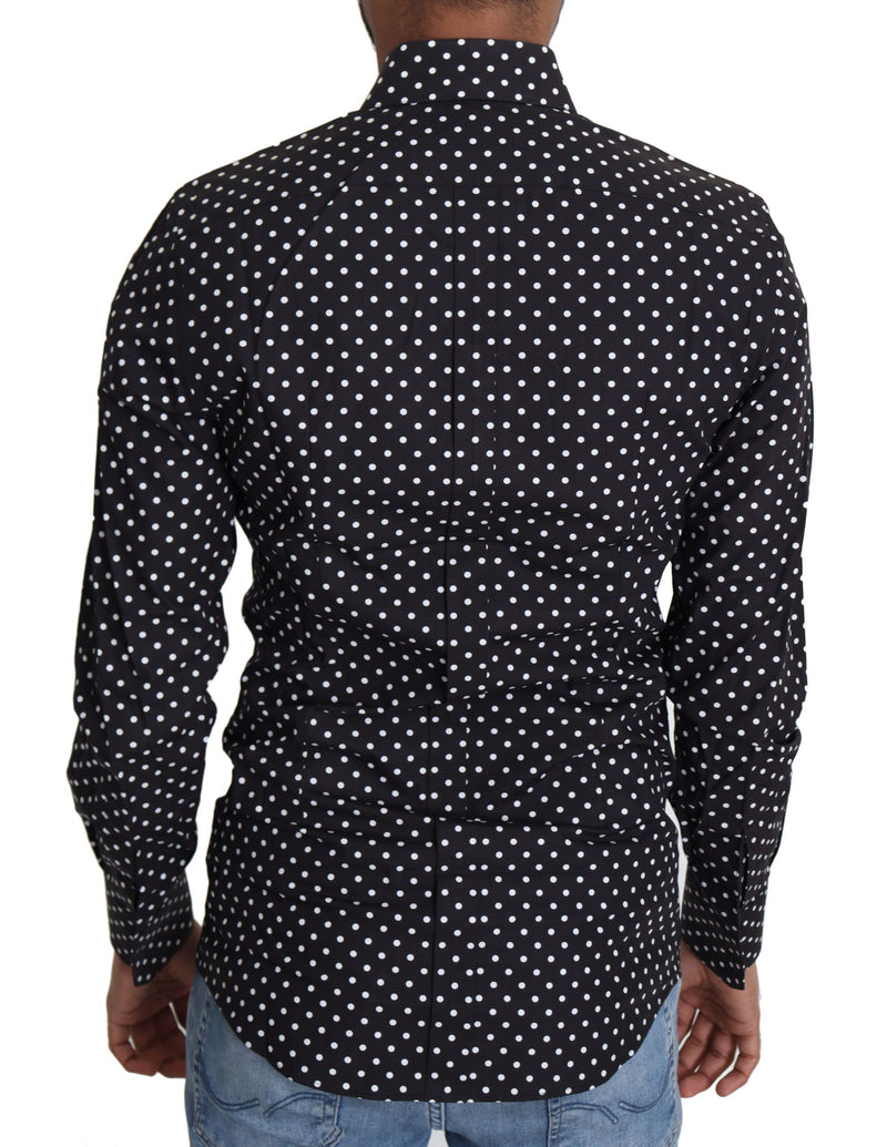 Elegantes Polka Dot Herren -Langarmhemd