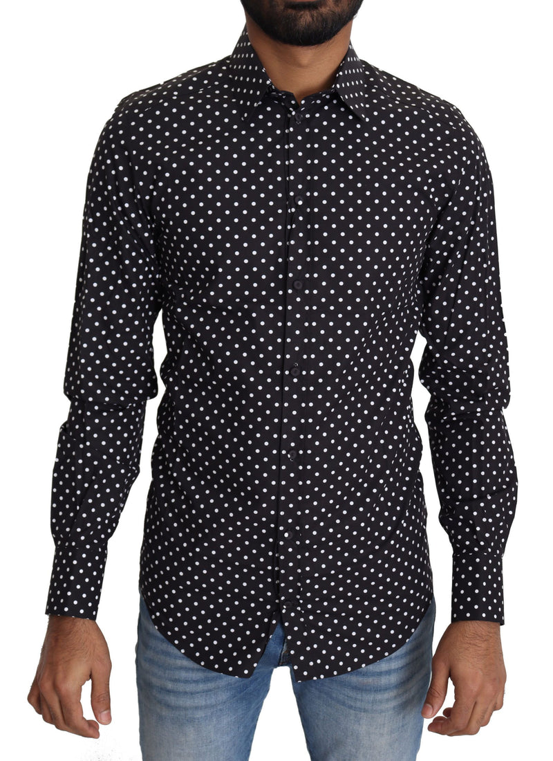 Elegantes Polka Dot Herren -Langarmhemd