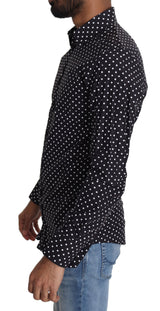 Elegantes Polka Dot Herren -Langarmhemd