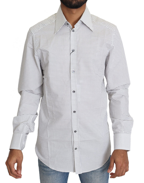 Camisa de vestir de lunares de lunares elegante Fit Slim