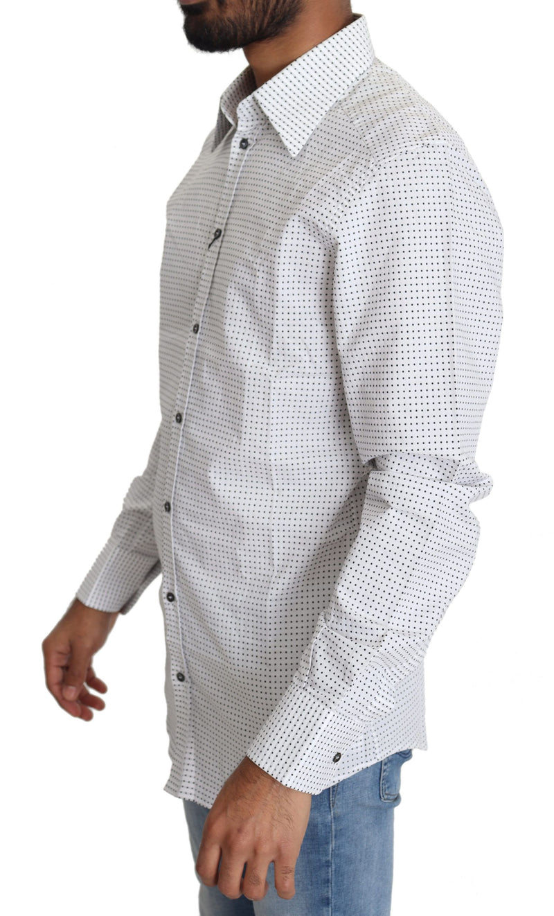 Camisa de vestir de lunares de lunares elegante Fit Slim