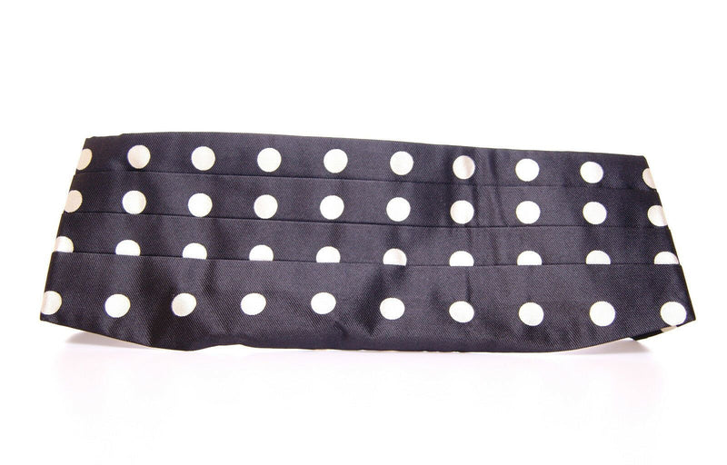 Élégant Silk Black Polka Dot Cummerbund