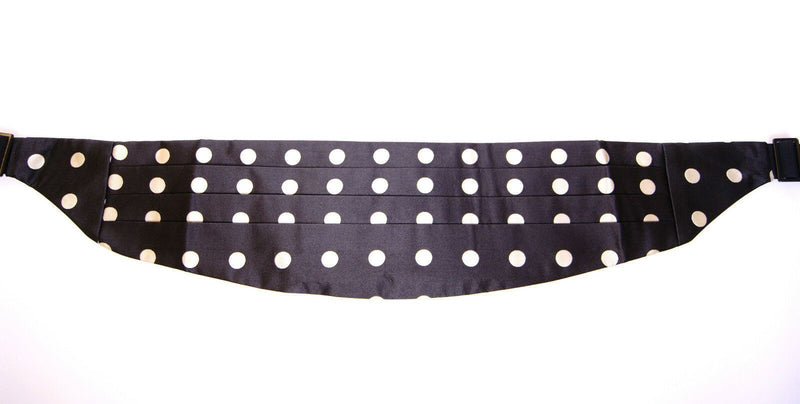 Elegante lunares de seda de pola negro Cummerbund